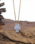 Baikalla 18k Yellow Gold Lavender W/ Light Green Patch "Joy Bunny" Jadeite Jade Pendant