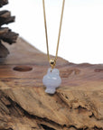 Baikalla 18k Yellow Gold Lavender W/ Light Green Patch "Joy Bunny" Jadeite Jade Pendant
