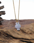 Baikalla 18k Yellow Gold Lavender W/ Light Green Patch "Joy Bunny" Jadeite Jade Pendant