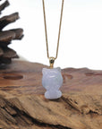 Baikalla 18k Yellow Gold Lavender & Light Green Patch "Mischievous Little Monster" Jadeite Jade Pendant