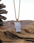 Baikalla 18k Yellow Gold Lavender & Light Green Patch "Mischievous Little Monster" Jadeite Jade Pendant