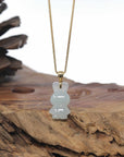 Baikalla 18k Yellow Gold Icy White-Green "Lucky Bunny" Jadeite Jade Pendant