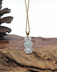 Baikalla 18k Yellow Gold Icy White-Green "Lucky Bunny" Jadeite Jade Pendant
