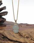 Baikalla 18k Yellow Gold Icy Green "Mischievous Little Monster" Jadeite Jade Pendant
