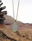 Baikalla 18k Yellow Gold Icy Green "Mischievous Little Monster" Jadeite Jade Pendant