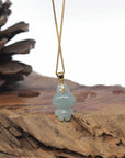 Baikalla 18k Yellow Gold Icy Green "Mischievous Little Monster" Jadeite Jade Pendant