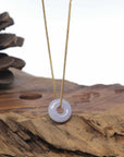 Baikalla "Ping An Kou" (Good Luck Button) Lavender Jadeite Jade Pendant Necklace