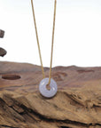 Baikalla "Ping An Kou" (Good Luck Button) Lavender Jadeite Jade Pendant Necklace