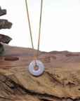 Baikalla "Ping An Kou" (Good Luck Button) Lavender Jadeite Jade Pendant Necklace