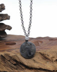 Baikalla Icy Black Wuji Constellation Zodiac Sign (Scorpio) Jadeite Jade Pendant Beaded Necklace
