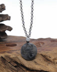 Baikalla Icy Black Wuji Constellation Zodiac Sign (Scorpio) Jadeite Jade Pendant Beaded Necklace