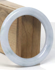 Baikalla Light Lavender W/ Light Blue-Green Flowers "Traditional Round" Jadeite Jade Bangle Bracelet (57.8mm)