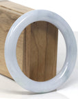 Baikalla Light Lavender W/ Light Blue-Green Flowers "Traditional Round" Jadeite Jade Bangle Bracelet (57.8mm)
