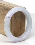 Baikalla 18k Gold Inlay Icy Lavender & Light Green Jadeite Jade "Half Round" Bangle Bracelet (56.4mm)