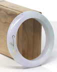 Baikalla 18k Gold Inlay Icy Lavender & Light Green Jadeite Jade "Half Round" Bangle Bracelet (56.4mm)