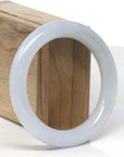 Baikalla Light Lavender W/ Light Yellow Patch "Traditional Round" Jadeite Jade Bangle Bracelet (56.6mm)