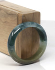 Baikalla Deep Blue-Green Flower & Rich Yellow-ish Green Jadeite Jade Oval Bangle (52.5mm)