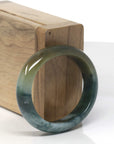 Baikalla Deep Blue-Green Flower & Rich Yellow-ish Green Jadeite Jade Oval Bangle (52.5mm)
