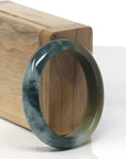 Baikalla Deep Blue-Green Flower & Rich Yellow-ish Green Jadeite Jade Oval Bangle (52.5mm)