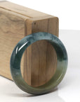 Baikalla Deep Blue-Green Flower & Rich Yellow-ish Green Jadeite Jade Oval Bangle (52.5mm)
