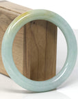 Baikalla Light Blue-Green W/ Yellow Patch "Traditional Round" Jadeite Jade Bangle Bracelet (60mm)