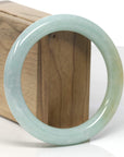 Baikalla Light Blue-Green W/ Yellow Patch "Traditional Round" Jadeite Jade Bangle Bracelet (60mm)