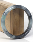 Baikalla Black Wuji W/ Green Patch Jadeite Jade "Half Round" Bangle Bracelet (62.7mm)