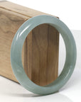 Baikalla Light Icy Oil-Green Jadeite Jade "Half Round" Bangle Bracelet (59.7mm)