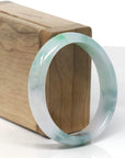 Baikalla Icy White W/ Blue-Green & Apple-Green Patches Jadeite Jade Oval Bangle (56.8mm)
