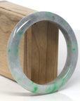 Baikalla Black Sesame Wuji & Vibrant Green Flowers Jadeite Jade "Half Round" Bangle Bracelet (61mm)