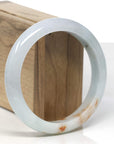 Baikalla White-Green W/ Sajin Flower Jadeite Jade "Half Round" Bangle Bracelet (60.8mm)