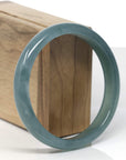Baikalla Blue-Green Guatemalan Jadeite Jade "Half Round" Bangle Bracelet (63mm)