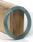 Baikalla Blue-Green Guatemalan Jadeite Jade "Half Round" Bangle Bracelet (63mm)