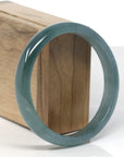 Baikalla Blue-Green Guatemalan Jadeite Jade "Half Round" Bangle Bracelet (63mm)