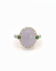 Baikalla Jewelry Jadeite Engagement Ring 14k Yellow Gold Natural Lavender Oval Jadeite Jade Engagement Ring With Diamonds