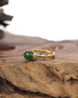 Baikalla Jewelry Jade Ring Baikalla™ "Classic Oval Bamboo" Sterling Silver Natural Green Nephrite Jade Adjustable Ring For Her