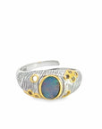 Baikalla Jewelry Jade Ring Baikalla Antique Natural Opal Sterling Silver Gold Plated Two Tone Ring