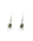 Baikalla Jewelry Silver Gemstone Earrings Sterling Silver Genuine Nephrite Green Jade Teardrop Dangle Earrings