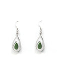 Baikalla Jewelry Silver Gemstone Earrings Sterling Silver Genuine Nephrite Green Jade Teardrop Dangle Earrings