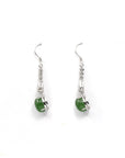 Baikalla Jewelry Silver Gemstone Earrings Sterling Silver Genuine Nephrite Green Jade Diamond Dangle Earrings