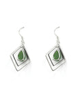 Baikalla Jewelry Silver Gemstone Earrings Sterling Silver Genuine Nephrite Green Jade Oval Dangle Earrings