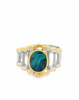 Baikalla Jewelry Jade Ring Baikalla Antique Natural Opal Sterling Silver Gold Plated Two Tone Ring
