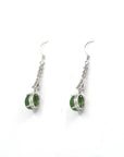 Baikalla Jewelry Silver Gemstone Earrings Sterling Silver Genuine Nephrite Green Jade Diamond Dangle Earrings