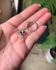 18K White Gold Natural Green Jadeite Jade Flower Ring And Earrings Two In One Gold Setting
