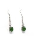Baikalla Jewelry Silver Gemstone Earrings Sterling Silver Genuine Nephrite Green Jade Diamond Dangle Earrings