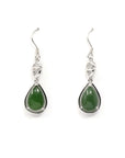 Baikalla Jewelry Silver Gemstone Earrings Sterling Silver Genuine Nephrite Green Jade Teardrop Dangle Earrings