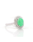 Baikalla Jewelry Jadeite Engagement Ring 18k White Gold Natural Imperial Green Jadeite Engagement Ring With Diamonds