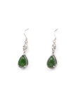 Baikalla Jewelry Silver Gemstone Earrings Sterling Silver Genuine Nephrite Green Jade Teardrop Dangle Earrings
