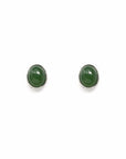 Baikalla Jewelry Silver Gemstone Earrings Sterling Silver Genuine Nephrite Green Jade Oval Stud Earrings