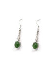 Baikalla Jewelry Silver Gemstone Earrings Sterling Silver Genuine Nephrite Green Jade Diamond Dangle Earrings